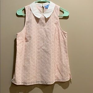 Cece Pink Textured Collared Top